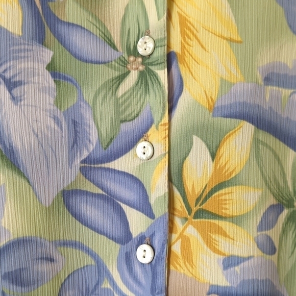 Allison Daley 90's Vintage Floral Lightweight Short Sleeve Button Down Top 14P - Picture 7 of 12
